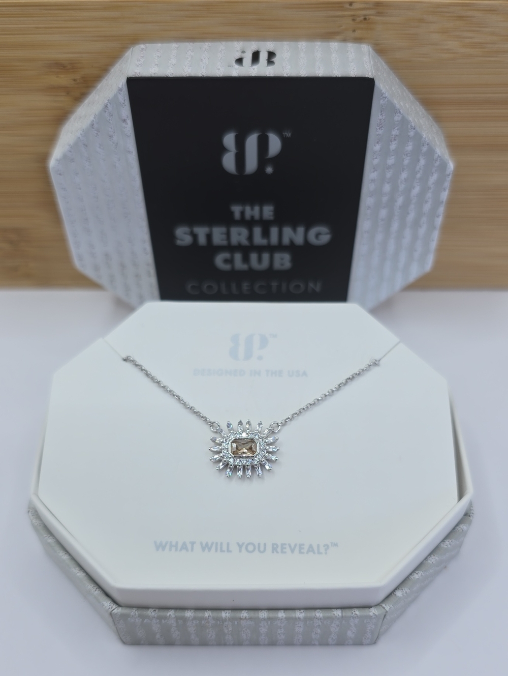 NEW Bomb Party Necklace The Sterling Club Smokey Topaz Cz 925 S-Silver NK35148